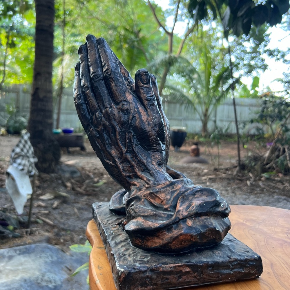 Antique Bronze Praying Hands Decor pl. view all pictures